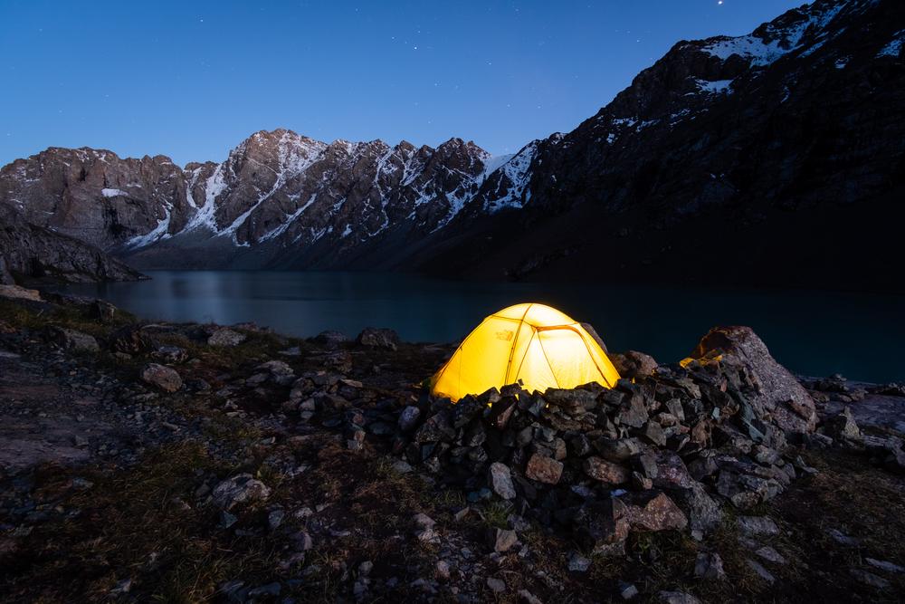 Camping at Ala-Kul lake, Kyrgyzstan