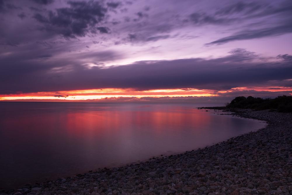 The last light over lake Issyk-Kul, Kyrgyzstan