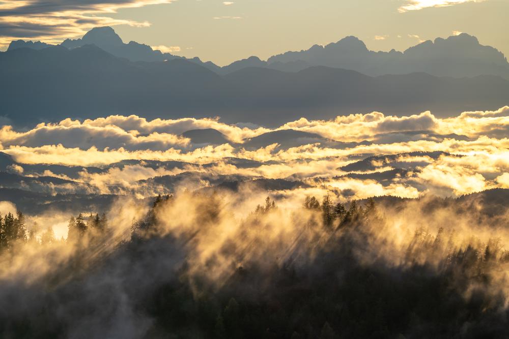 Layers of fog and light, Karawanken, Austria